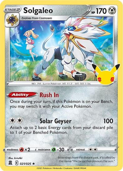 Immagine di Solgaleo 021/025 Holo Celebration 25TH Near mint (EN)