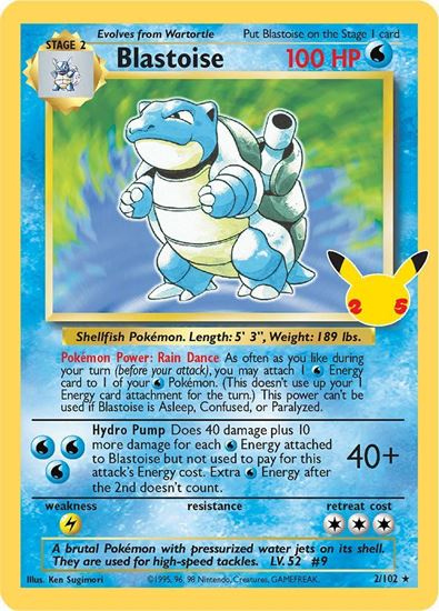 Immagine di Blastoise 2/102 Holo Specile Celebration 25TH Near mint (EN)