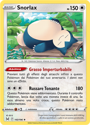 Immagine di Snorlax 143/196 Holo(IT) Near Mint