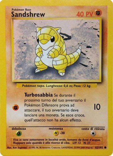 Immagine di Sandshrew 62/102 Near Mint  comune pack fresh