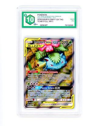 Immagine di VENUSAUR & SNIVY GX full art TAG TEAM sm229  GRAAD 10 GEM-MT